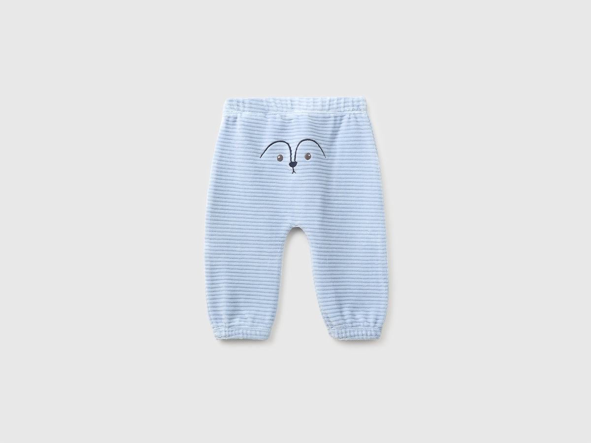 Chenille trousers with embroidery on the back