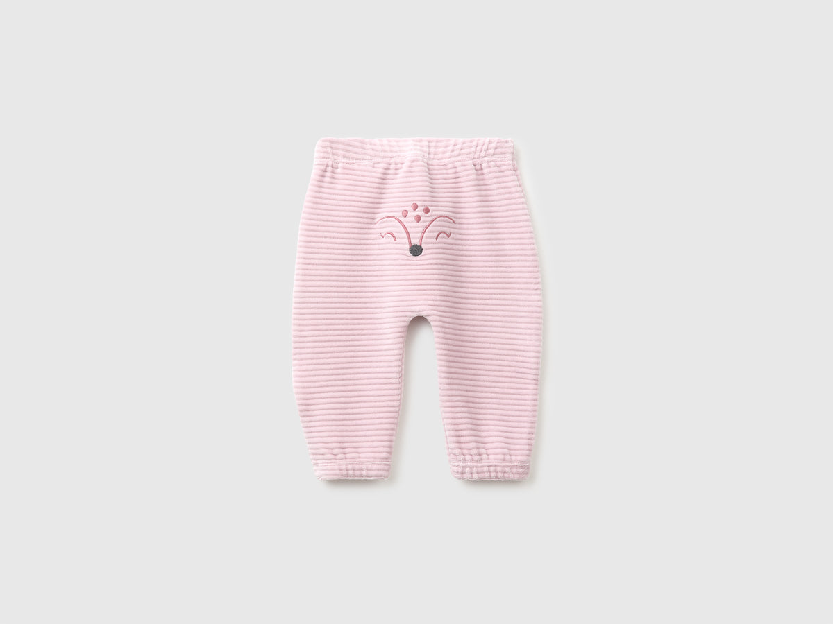 Chenille trousers with embroidery on the back