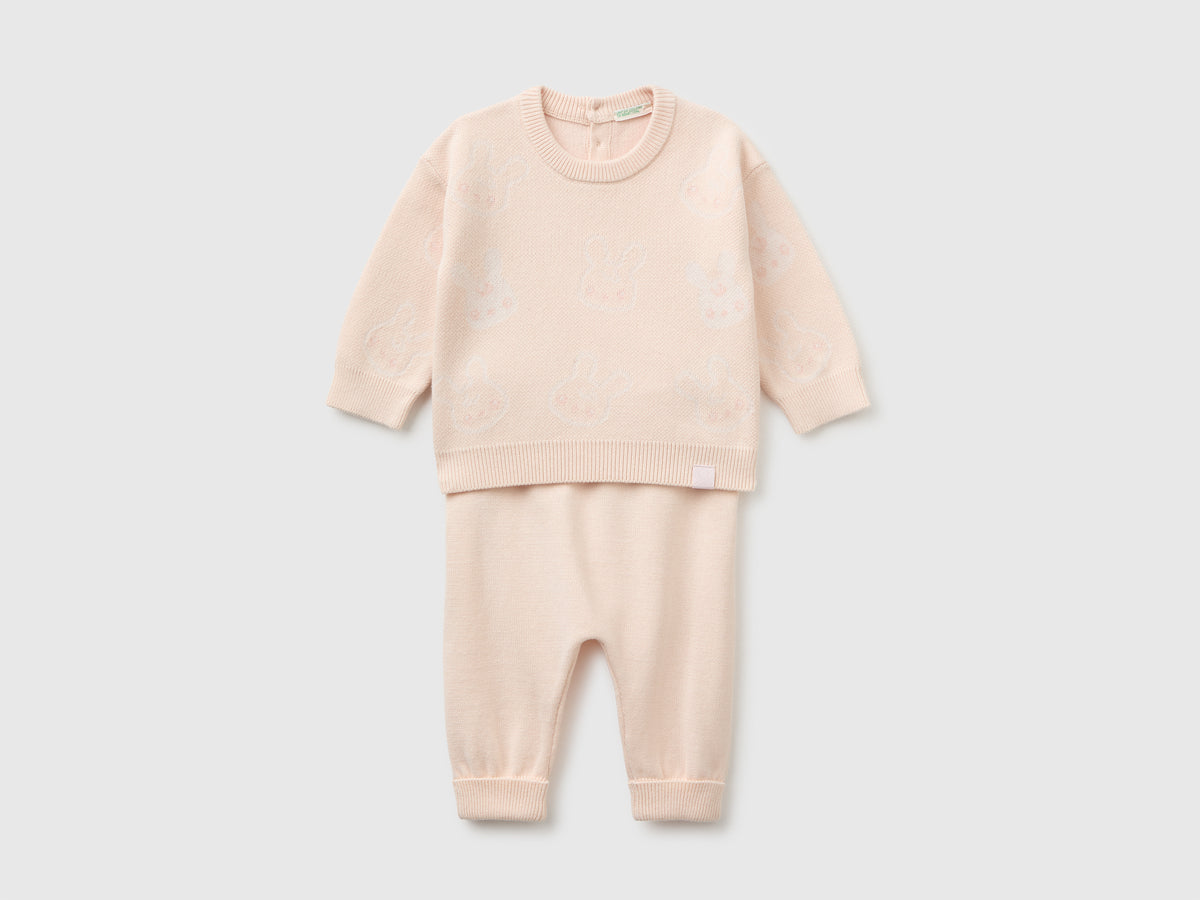 Knitted set with bunnies