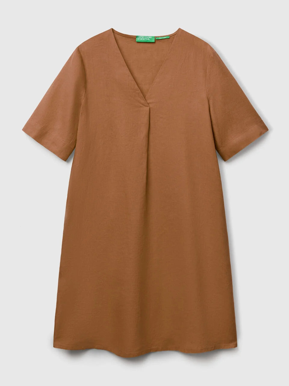 LADIES SHORT SLEEVE PURE LINEN DRESS