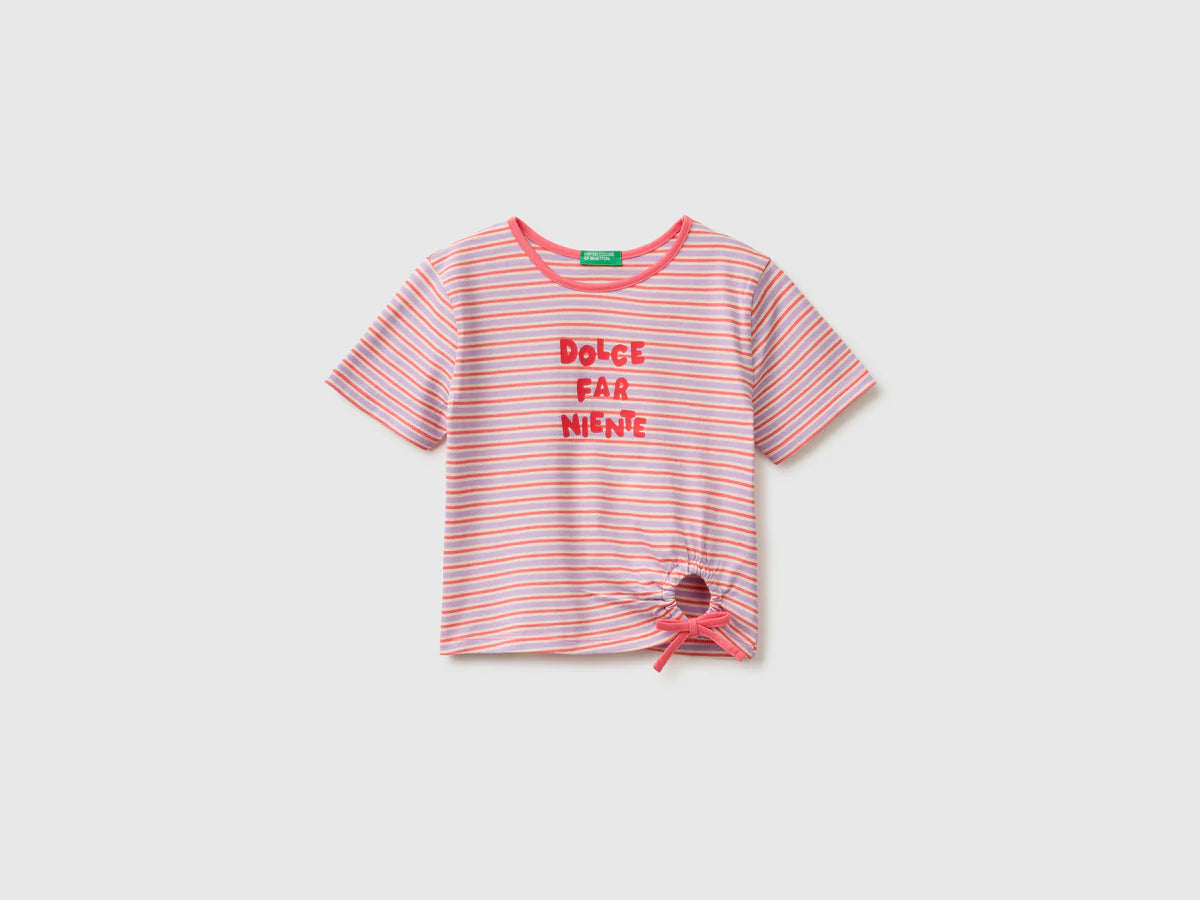 STRIPED T-SHIRT WITH KNOT DETAIL