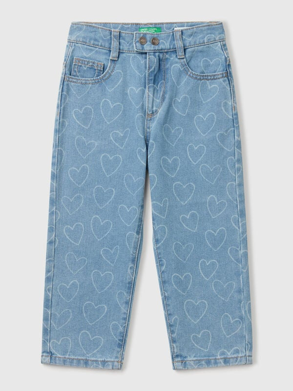 JEANS WITH HEART PRINT