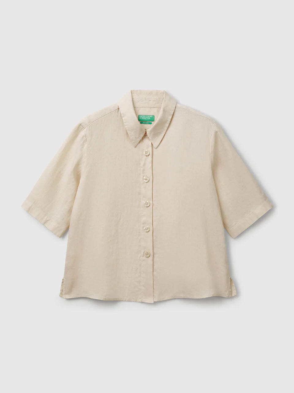 Short sleeve pure linen blouse