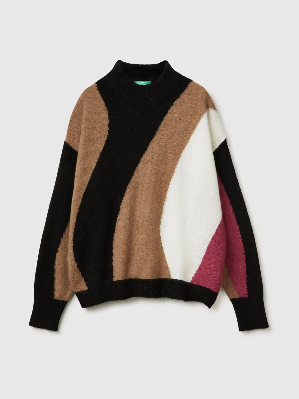 WOOL BLEND JUMPER WITH PATTERN INLAY