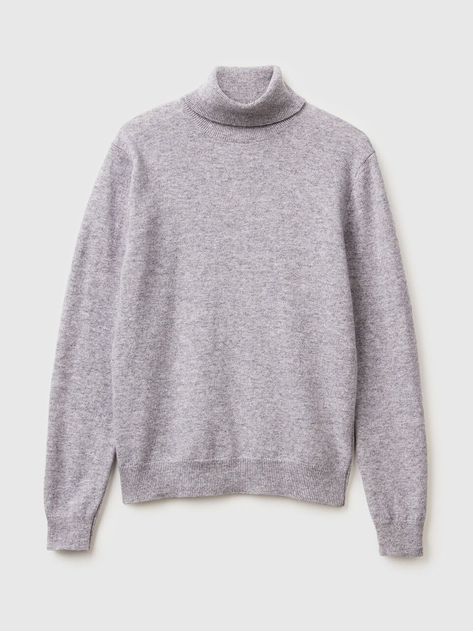 MARL GRAY TURTLENECK SWEATER IN PURE MERINO WOOL