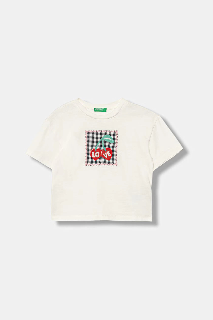 Cotton T-shirt with check detail