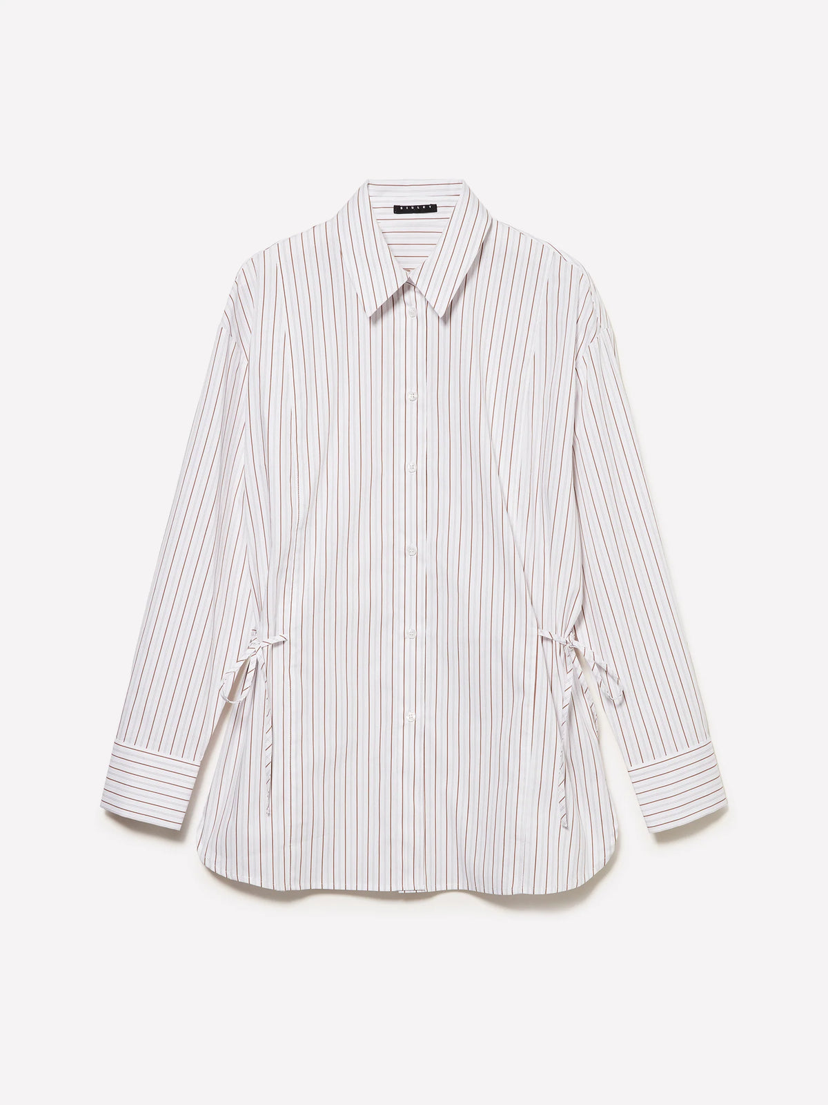 STRIPED COTTON SHIRT WITH SIDE TIE
