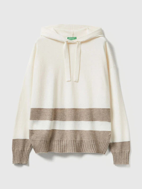 HOODED JUMPER WITH CASHMERE BLEND