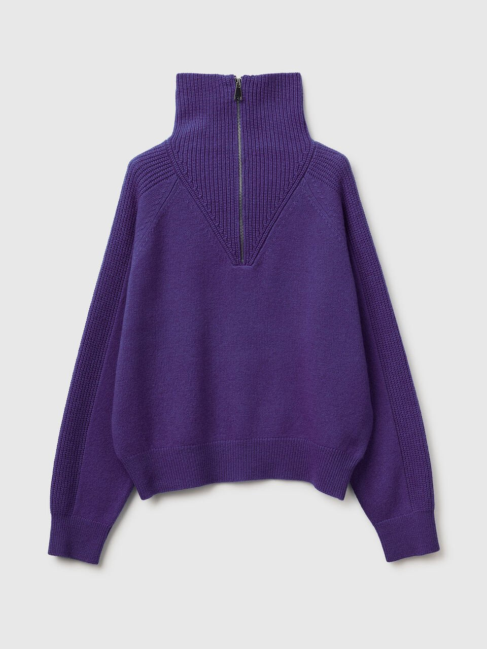 100% WOOL HALF-ZIP SWEATER