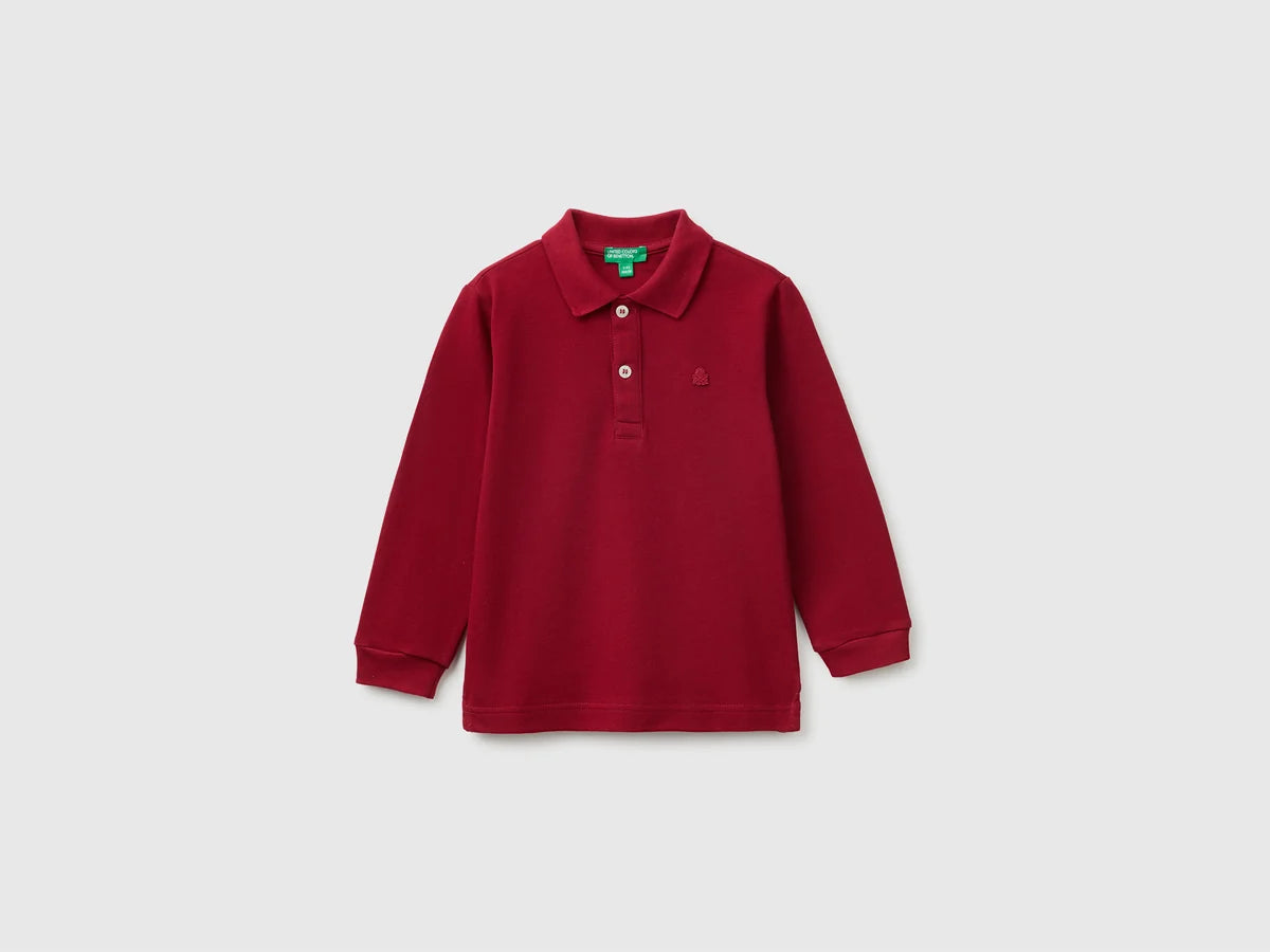 Long sleeve organic cotton polo shirt