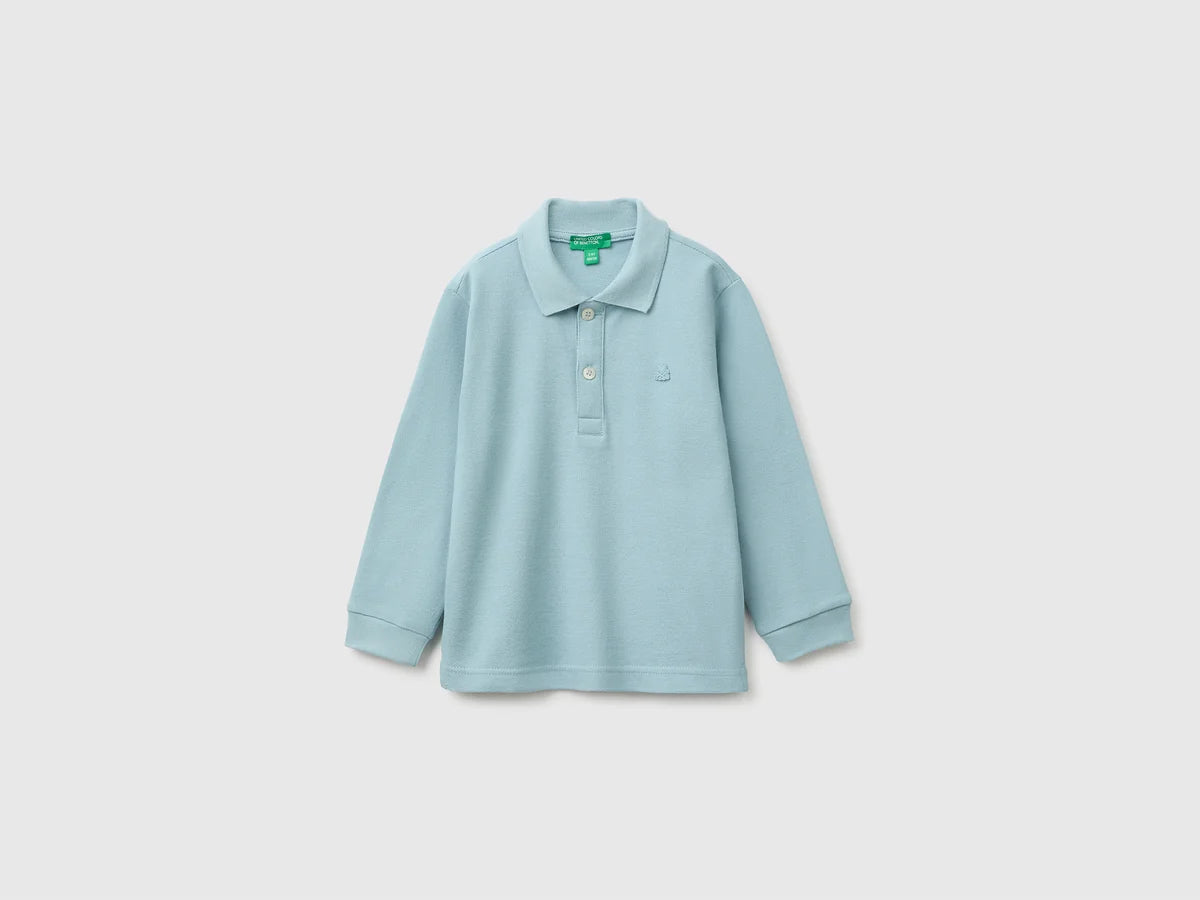 Long sleeve organic cotton polo shirt