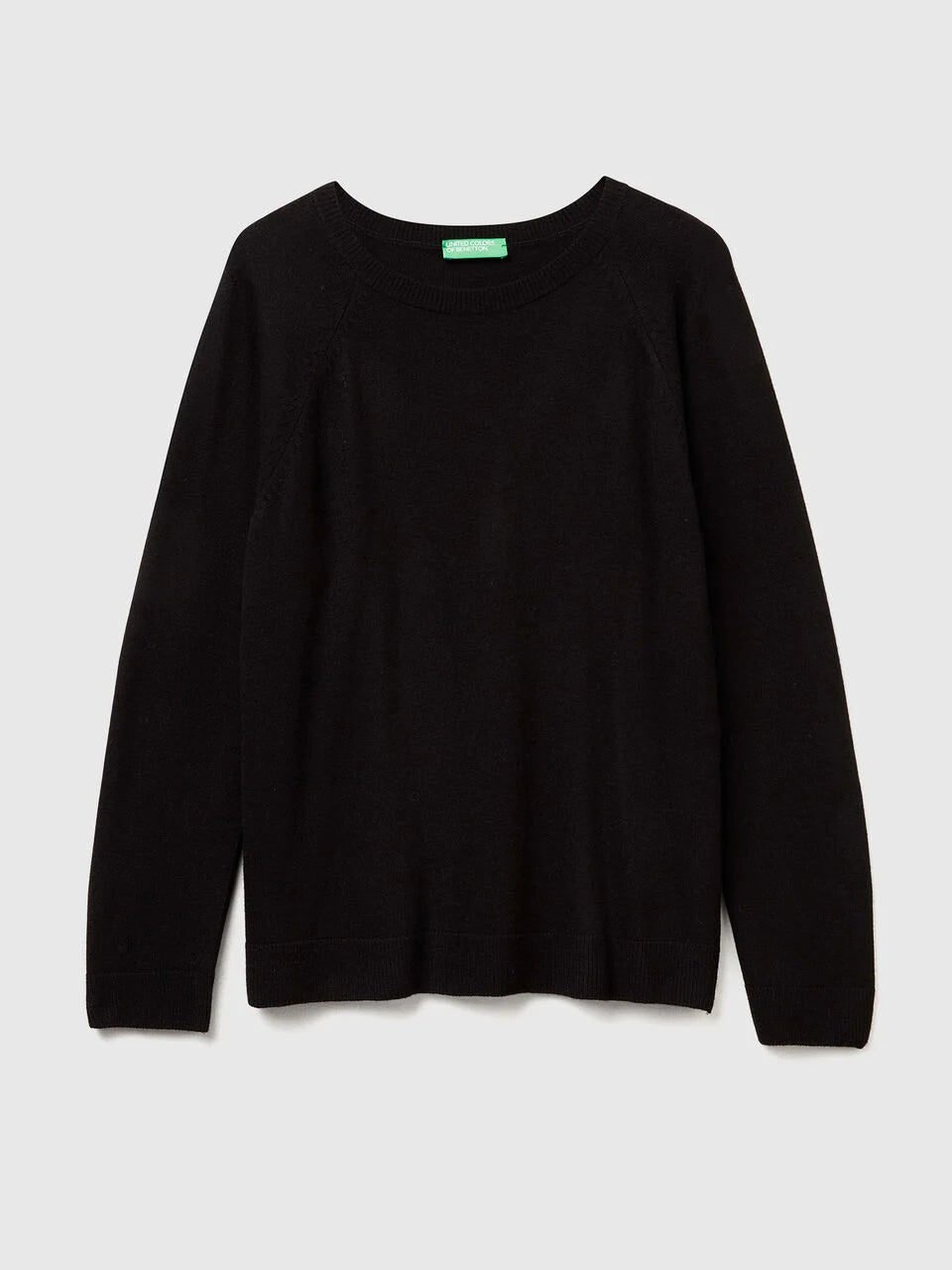 BLACK CREW NECK SWEATER IN CASHMERE AND WOOL BLEND
