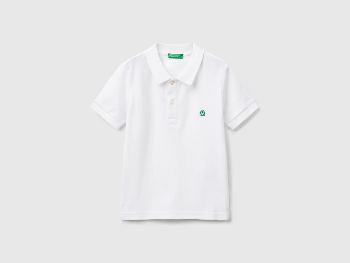 Short sleeve polo in white