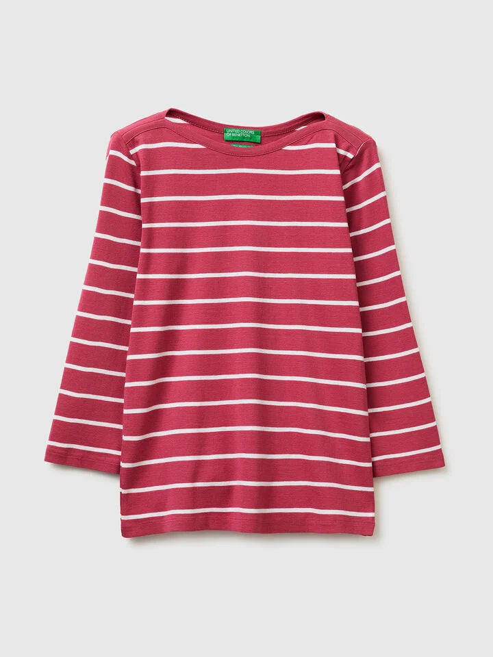 Striped t-shirt with boat neck