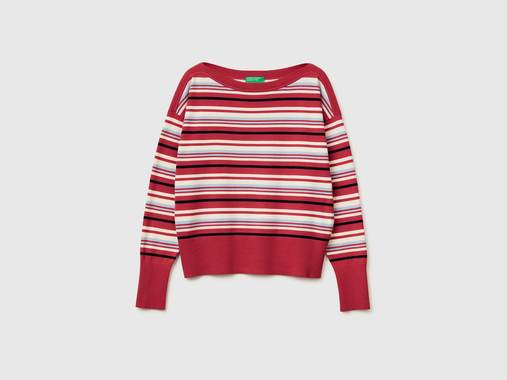 Striped boat neck sweater