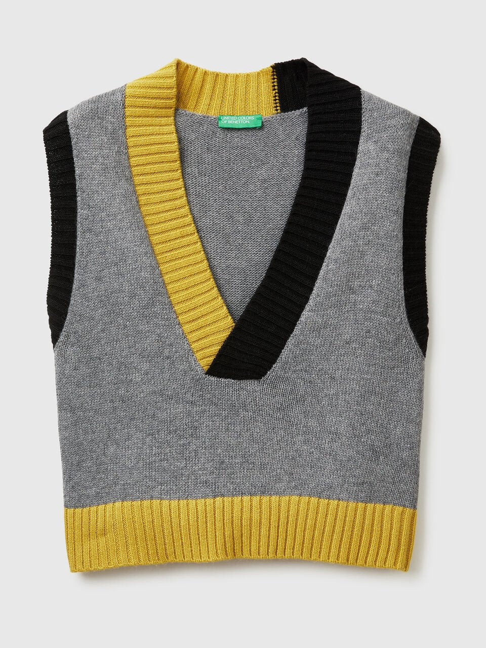 COLOUR BLOCK KNIT WAISTCOAT