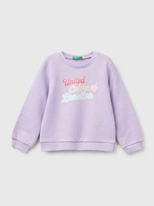 SWEATSHIRT IN ORGANIC COTTON WITH GLITTERY PRINT