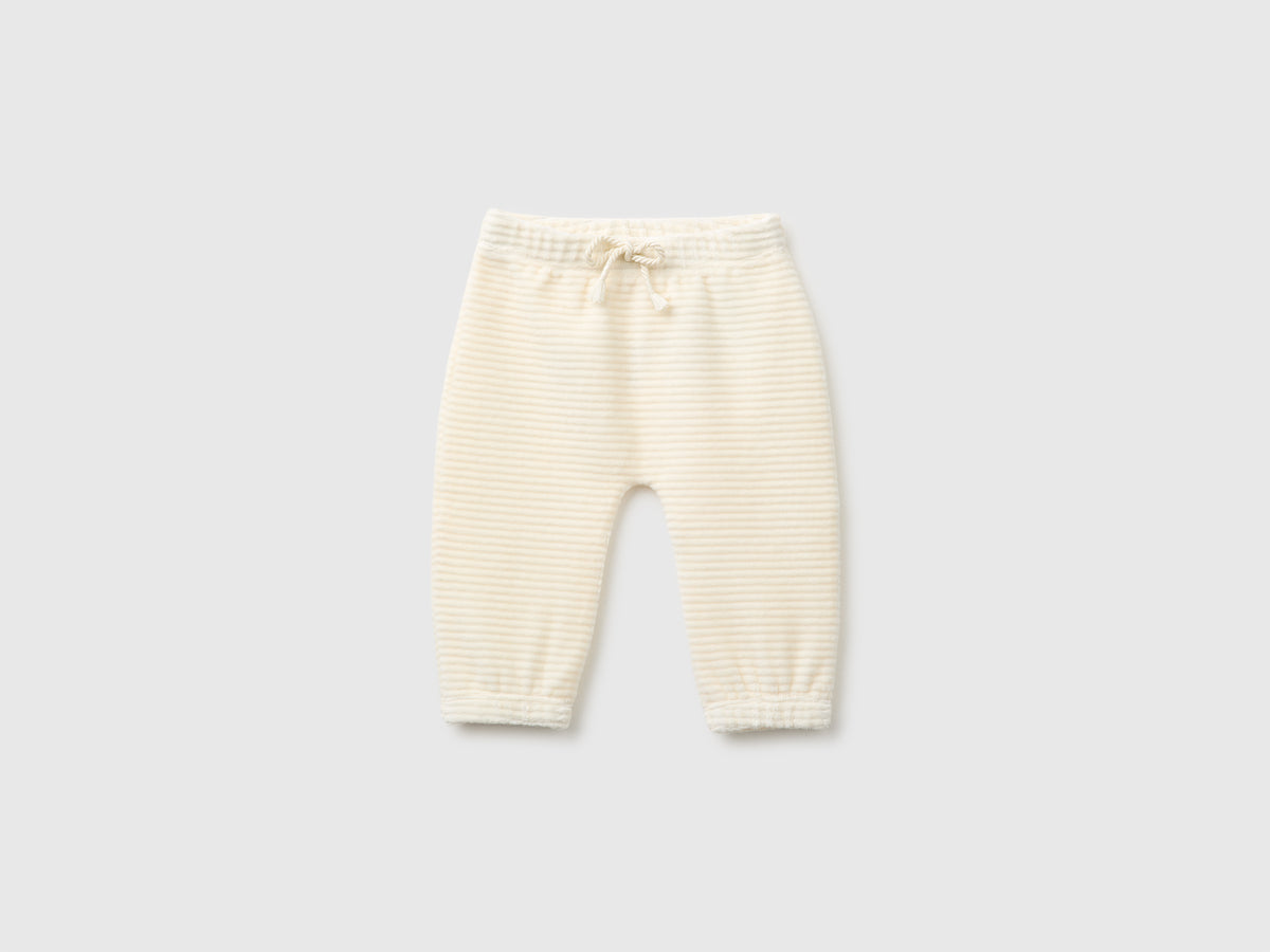 Chenille trousers with embroidery on the back