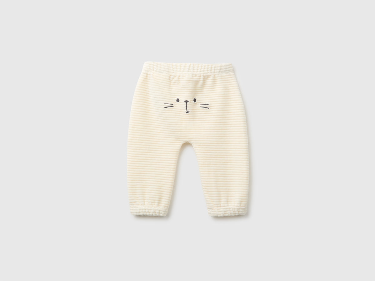 Chenille trousers with embroidery on the back