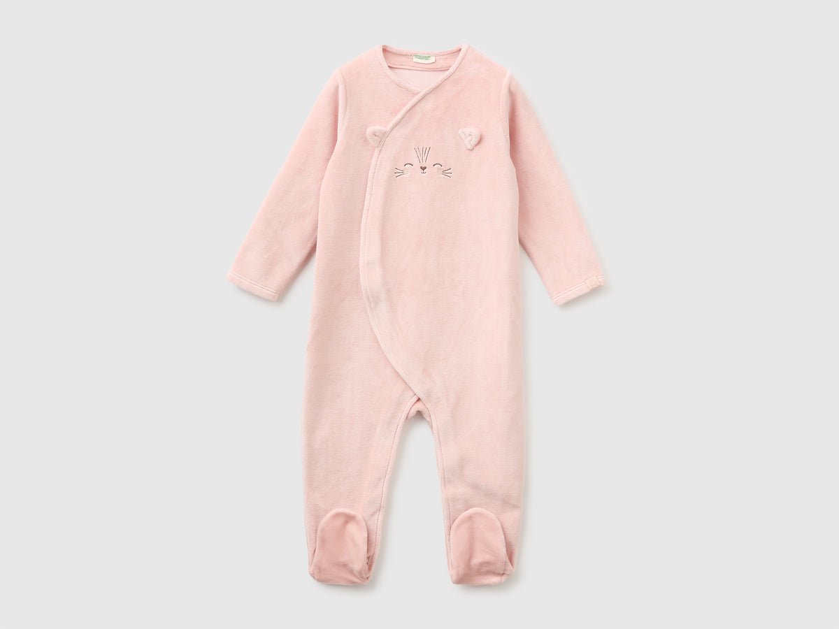 Chenille romper with bunny