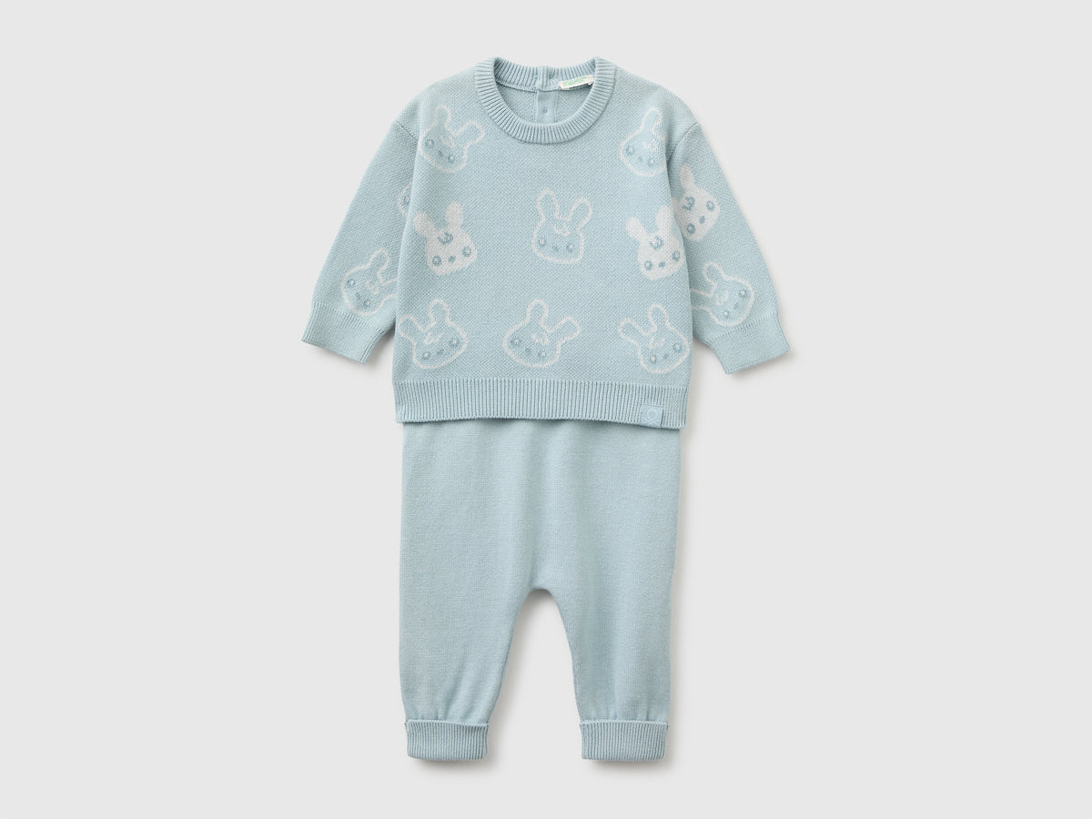 Knitted set with bunnies