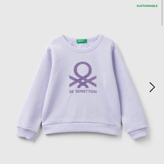 Toddler Girl Purple Cotton Sweatshirt with Glitter Logo