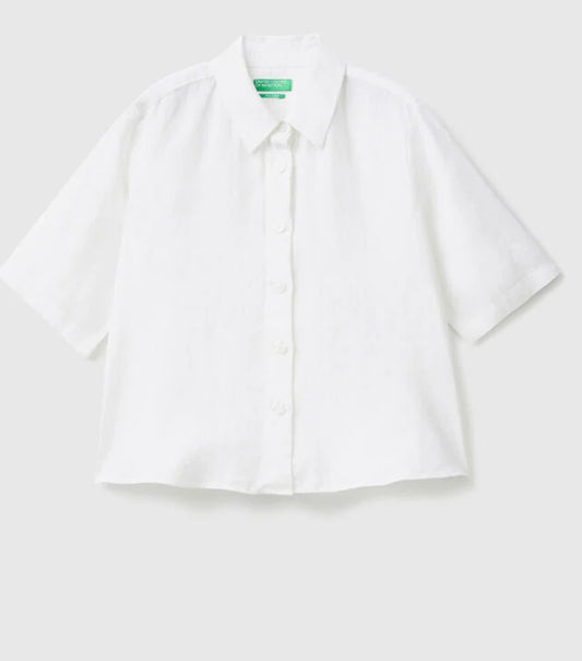 Ladies pure linen short sleeve shirt