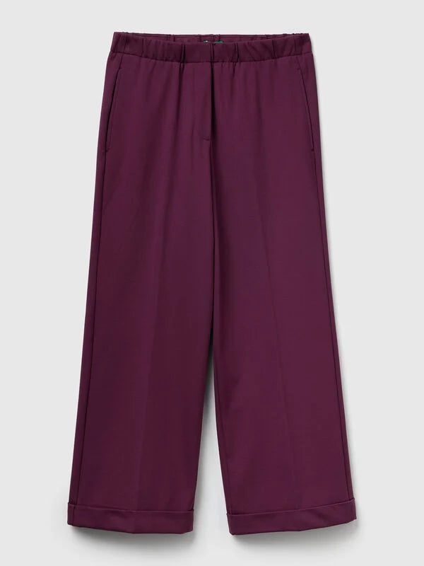 WIDE LEG TROUSER WITH ELASTIC BACK