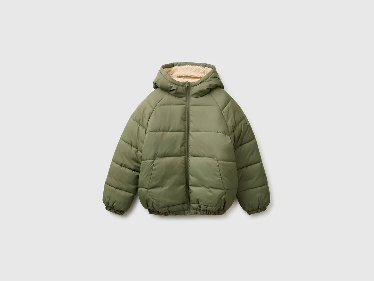 PADDED JACKET WITH TEDDY BEAR LINING