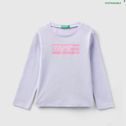 Toddler Girl Long Sleeve Purple T-Shirt with Glittery Logo