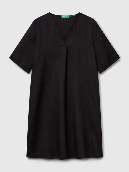 LADIES SHORT SLEEVE PURE LINEN DRESS
