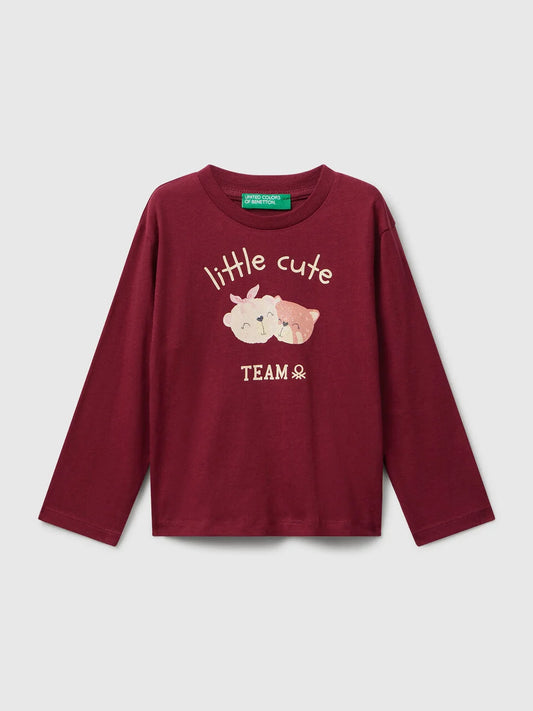 KID GIRL T-SHIRT WITH GLITTER PRINT