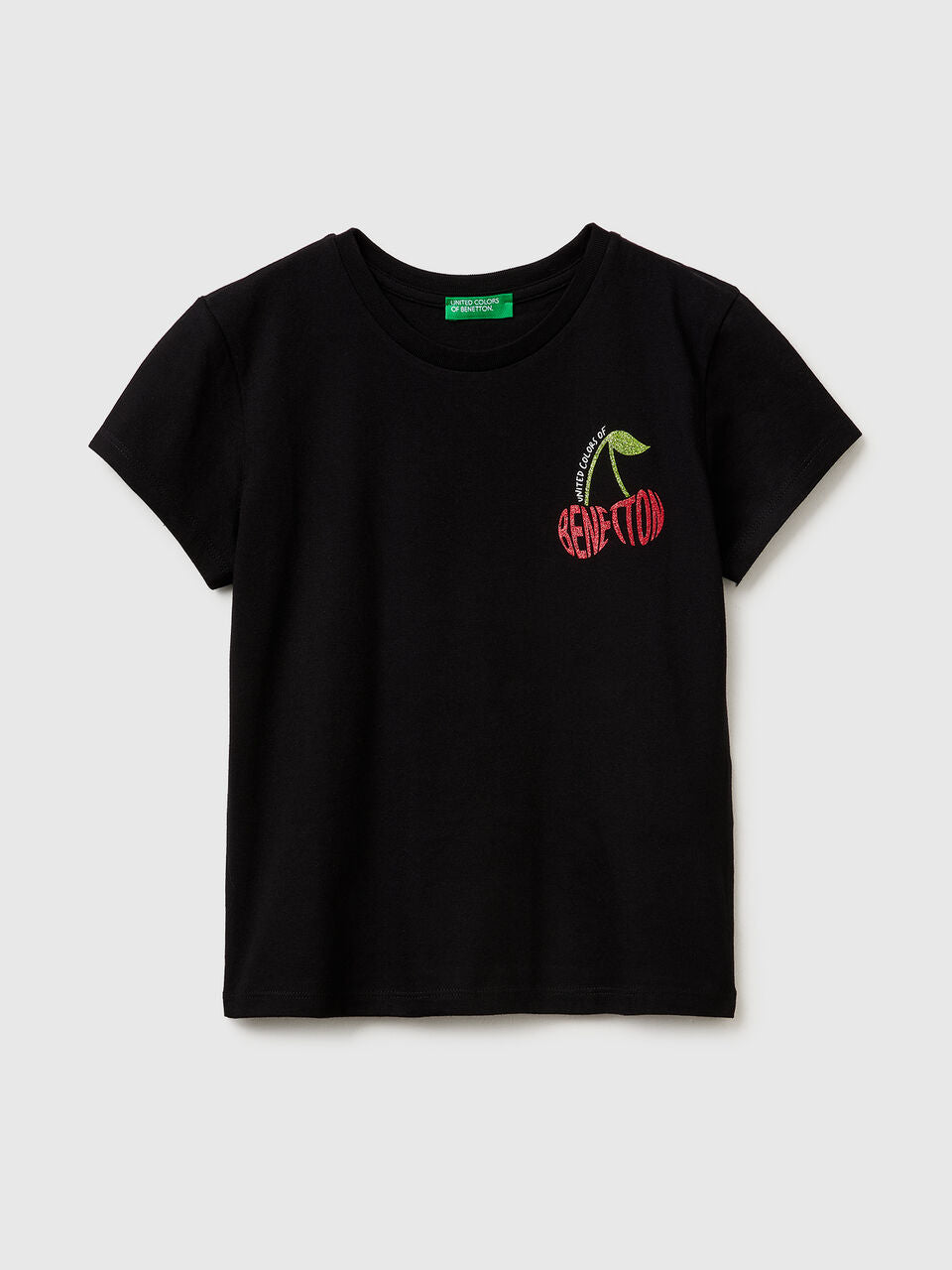Cotton T-shirt with glitter logo