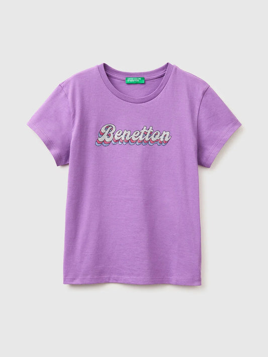 Cotton T-shirt with glitter detail