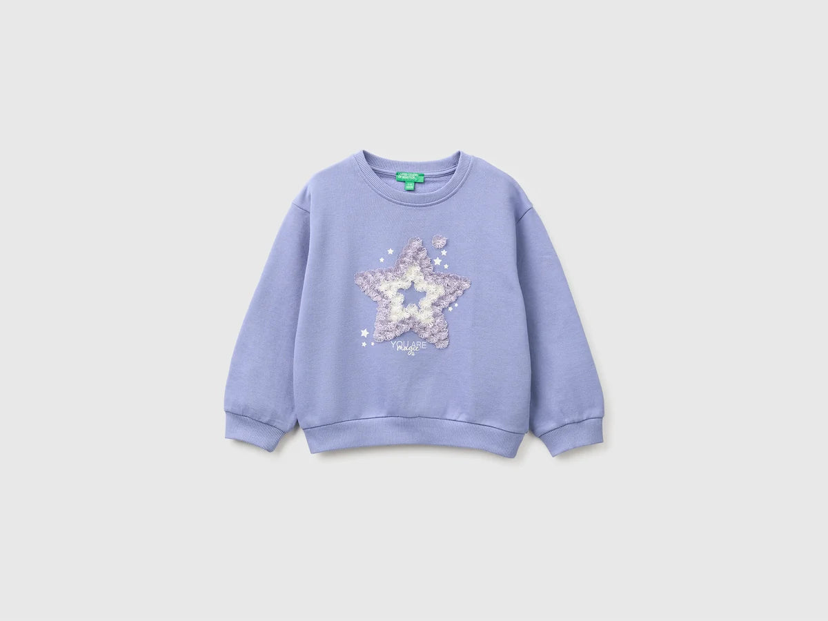 SWEATSHIRT WITH PRINT AND EMBROIDERY IN ORGANIC COTTON