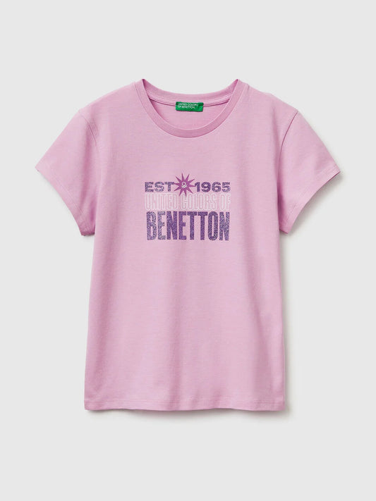 Cotton T-shirt with glitter detail