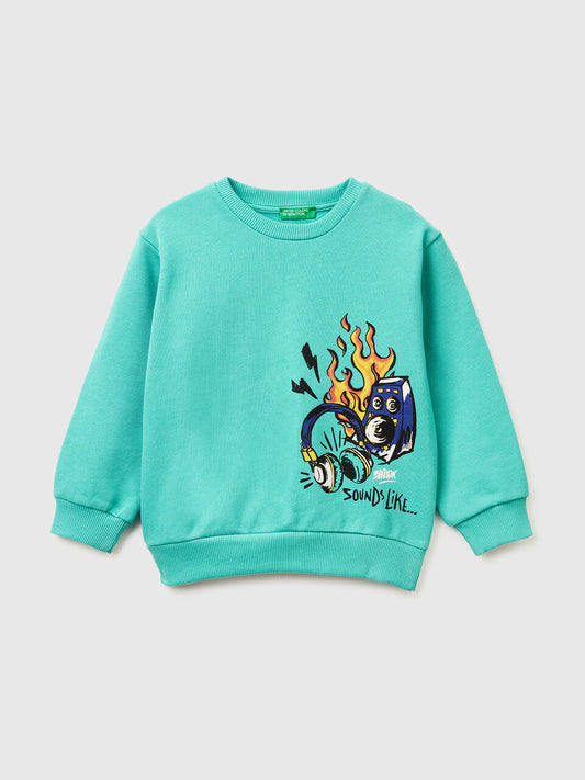 Cotton sweatshirt with prints
