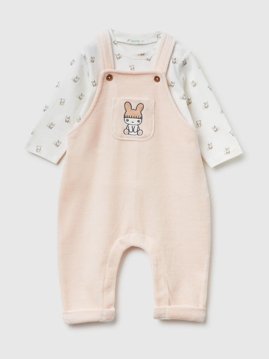 T-shirt and Dungerees Set in cotton