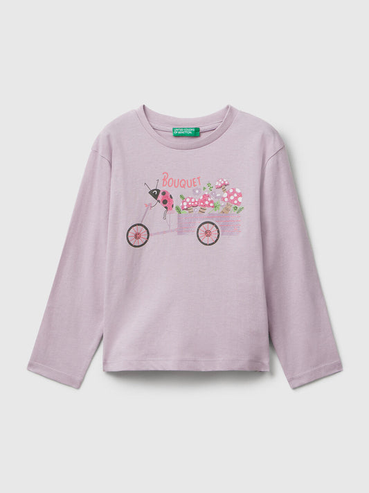 KID COTTON T-SHIRT WITH GLITTER DETAIL