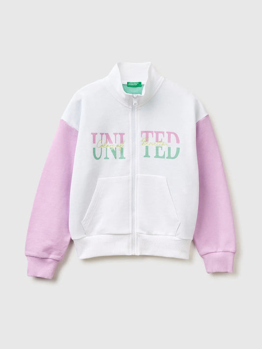 Glitter cotton zip sweatshirt