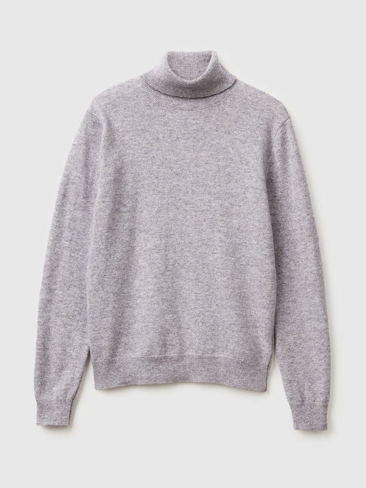 MARL GRAY TURTLENECK SWEATER IN PURE MERINO WOOL