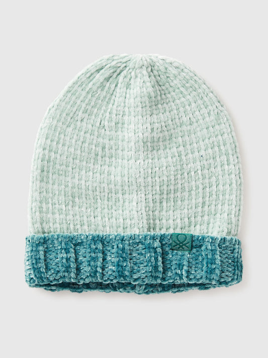 Soft chenille colour block hat