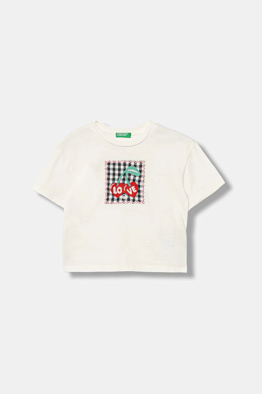 Cotton T-shirt with check detail