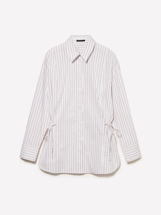 STRIPED COTTON SHIRT WITH SIDE TIE