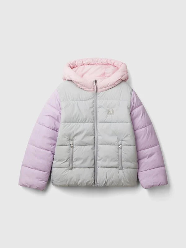 JUNIOR GIRL COLOUR BLOCK RAIN DEFENDER COAT