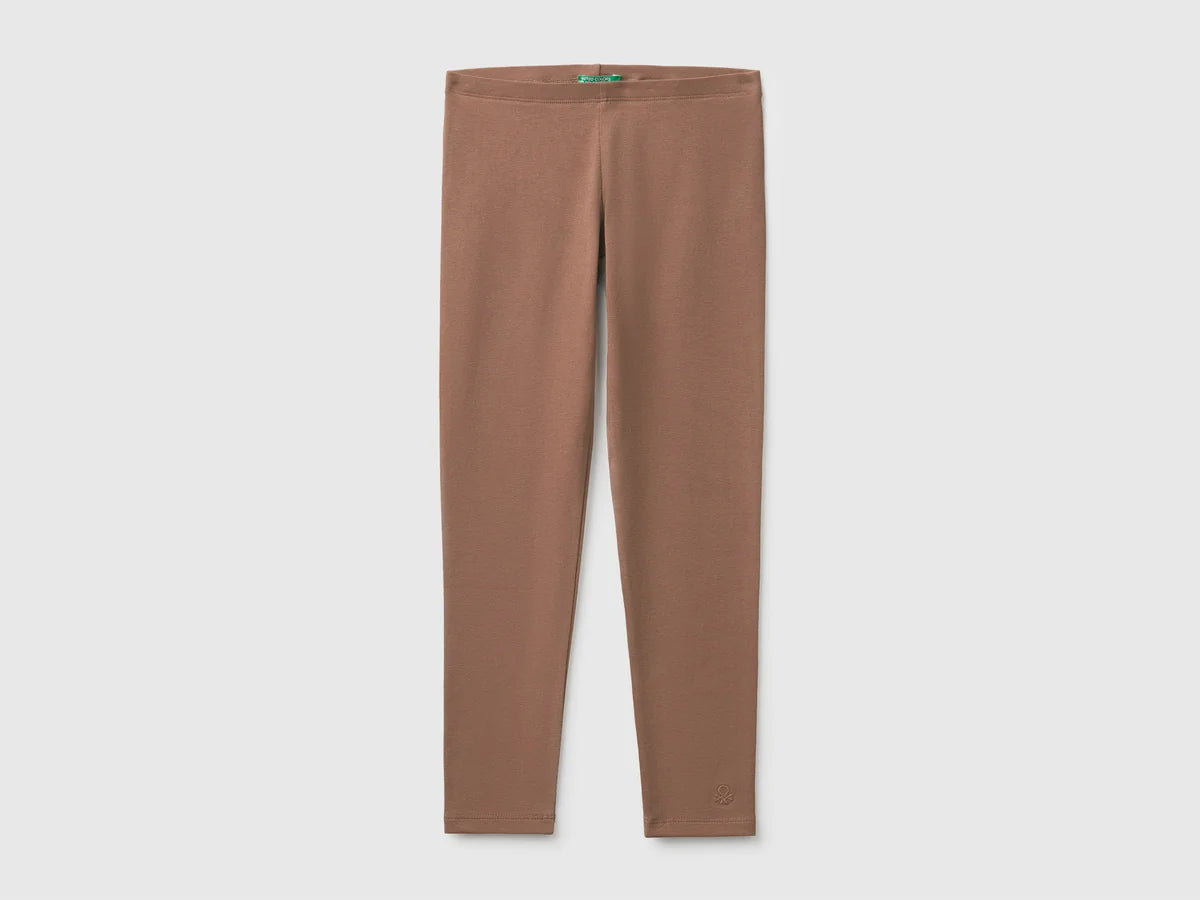 Stretch cotton leggings with logo