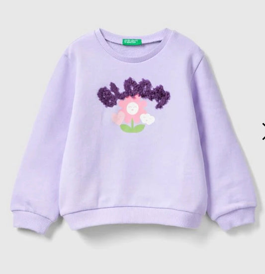 Toddler girls sweatshirt with petal appliqué