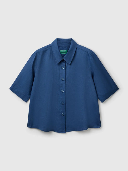 LADIES SHORT SLEEVE PURE LINEN SHIRT