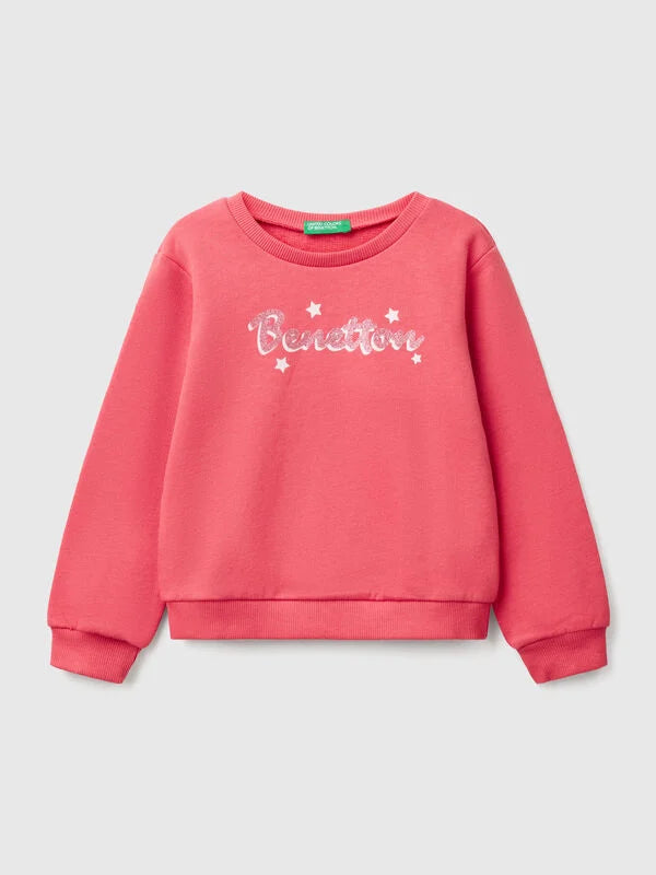 KID GIRL SWEATSHIRT WITH GLITTER PRINT