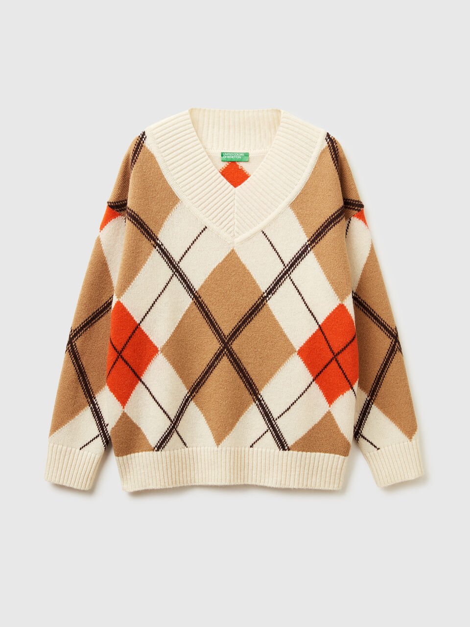 WOOL BLEND JUMPER WITH DIAMOND INLAY